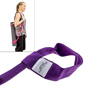 Thick Yoga Mat Strap for carrying Yoga Mats of any kind. Replaces Yoga Mat bags and prevents bacteria growth (1 Year Warranty Included) - FiveFourTen - Purple
