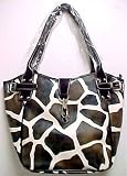 Brown / Off White Giraffe Print Purse Bucket Bag Celeb