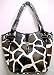 Brown / Off White Giraffe Print Purse Bucket Bag Celeb