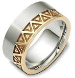 10mm modern two-tone wedding band ring (14K Gold)