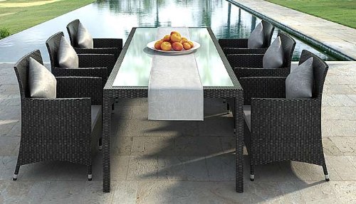Gartenmöbel Rattan Dinning Set Nizza-black