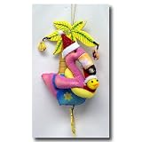 Tropical Christmas Ornament Flamingo w/ Palm Tree Fish