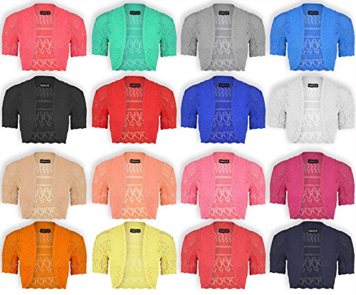 Girls Crochet Bolero Shrug Kids Knitted Short Sleeve Cardigan New Age 2-13 Years