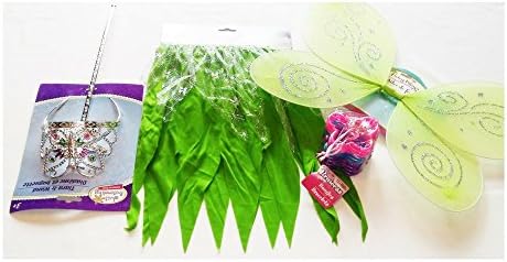 Girls Halloween Tinker Bell Costume with Fringe Skirt, Wings, Tiara, Wand and Bangles