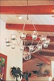 Buttermilk Iron Basket Chandelier with Glass Cups & Hooks