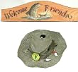 Fishermans Hat Birdhouse with Trout Welcome Friends Sign