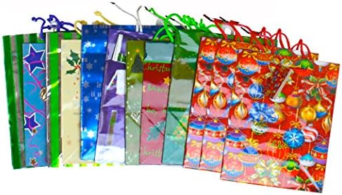 KEYWEST Christmas Gift Bags, Assorted Styles, 12-Count