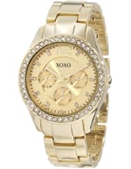 XOXO Womens XO5475 Rhinestone-Accented Gold-Tone Bracelet Watch