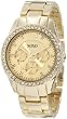 XOXO Womens XO5475 Gold-Tone Bracelet With Rhinestones Accent Bezel Watch