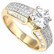 Two Tone Glittery Diamond Wedding Ring Set (Center stone is not included)