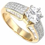 Two Tone Glittery Diamond Wedding Ring Set (Center stone is not included)