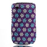 Premium Luxurious Designer Hard Diamond Crystal Snap-on Case for Blackberry Curve 8520 Case - Purple Blue Silver Snow Flakes Design