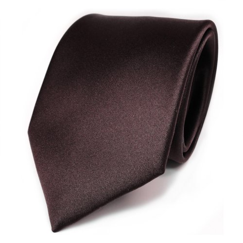 Designer Satin Krawatte braun dunkelbraun uni 