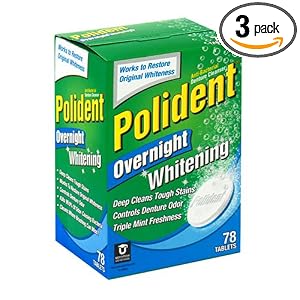 Polident Overnight Whitening, Antibacterial Denture Cleanser Tablets, 78-Count Boxes (Pack of 3) by Polident
