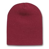 Short Cuffless Beanies - Maroon