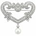 Sterling Silver simulated Diamond cz and White Pearl Leaf Pin