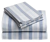 Nautica Blues Cruise Stripe 210-Thread-Count 100% Cotton Yarn Dye Fitted Sheet