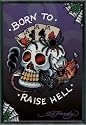 Ed Hardy Poster und Kunststoff-Rahmen - Born To Raise Hell (91 x 61cm)