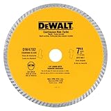 DEWALT DW4702 Industrial 7 inch Dry or Wet Cutting Continuous Rim Diamond Saw Blade with 5/8 inch and Diamond Knockout Arbor