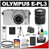 Olympus PEN E-PL3 Micro 4/3 12.3 MP Digital Camera & 14-42mm MSC II R Lens (Silver/Silver) with 40-150mm Lens + 16GB Card + Battery + Case + Lens Set + (2) UV Filters + Tripod Kit