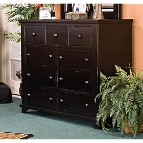 Kush Furniture 2569 Plantation 9 Drawers Mule Chest in Ebony Black Finish by Kush Furniture