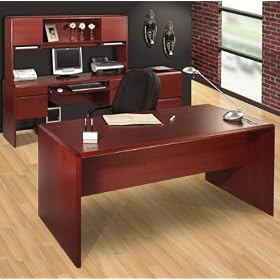 4 Piece Cherry Contemporary Office Group Bordeaux by Bestar Office Furniture