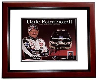 Dale Earnhardt Sr. Autographed / Hand Signed Nascar Racing 8x10 Photo MAHOGANY CUSTOM FRAME - Deceased 2001