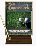 Teamwork (Golf) Desktop Pen Set with 8 x 10 Gold Plate and Image