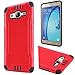 Galaxy On5 Case With Tempered Glass Screen Protector,IDEA LINE(TM) Hybrid Hard Shockproof Slim Fit Brushed Shockproof Protector Cover Heavy Duty Protective (Red)