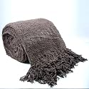 Microfibre Feather Yarn Throw, Chocolate, 127 x 152 Cm