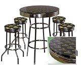 Pittsburgh Steelers 5 Piece Chrome Glass Pub Bar Table Set 4 Swivel Bar Stools