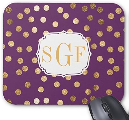 Fly Mousepad Personalized Mouse Pad Customized Plum Purple And Gold Glitter City Dots Mousepad