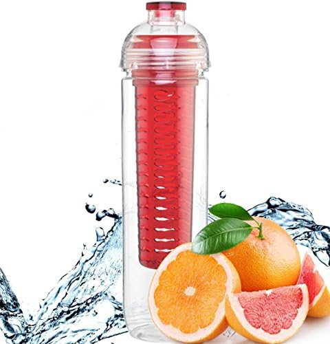 WATER INFUSER-H2go-SPORTS-Infuse in FLIP TOP, SPILL PROOF durable TRITAN 27 oz. bottle-plus FREE Recipe eBook-CUSTOMIZE WATER'S FLAVOR+ENJOY ALL HEALTH BENEFITS-Trendy design, COLOR choice (Red)
