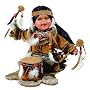 TIVA 12" Porcelain Indian w/Drum Doll By Duck House~Retired