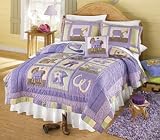 HORSE Pony TWIN purple QUILT SHAM comforter bedding
