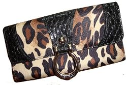 Jessica Simpson Checkbook Wallet Soft Clutch Jimmy Leopard