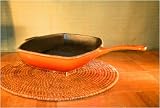 French Home Gourmet 109013F Cast Iron Rectangular Grill Pan in Flame