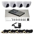VideoSecu Video Color Quad Splitter Processor System with 4 Dome CCD Security Cameras, 4 Camera Extension Cable, 1 of 4 Channel Power Supply for CCTV Home Surveillance System 1G7