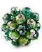 Silvertone Green Sparkling Glass Crystal Stretch Fashion Ring