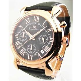 Mens Lucien Piccard Leather Chrono Date Watch 28111ROBK