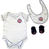 MLB Baseball Newborn 3 Piece Bodysuit, Bib, & Booties Set - Chicago Cubs