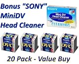 Panasonic MiniDV Tapes 20 Pack With Sony Digital Video Cassette Head Cleaning Tape