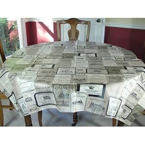 Wine Labels French Coated Tablecloth