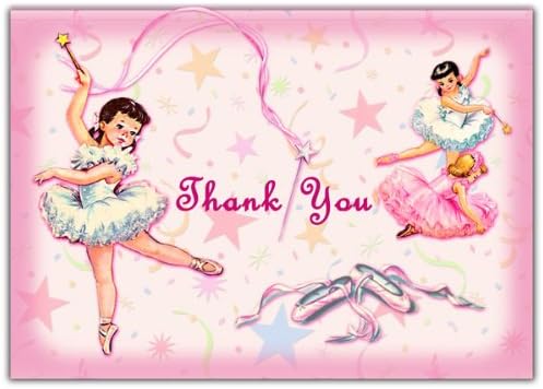 Dolce Mia Ballerina Birthday Thank You Card Party Pack - 8 cards