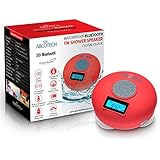 Bluetooth Speaker with LCD Display, NFC, FM Radio and Subwoofer Effect- Shower Speaker with Crystal Clear Sound and 3 Firm Suction Cups - Hands free speakerphone