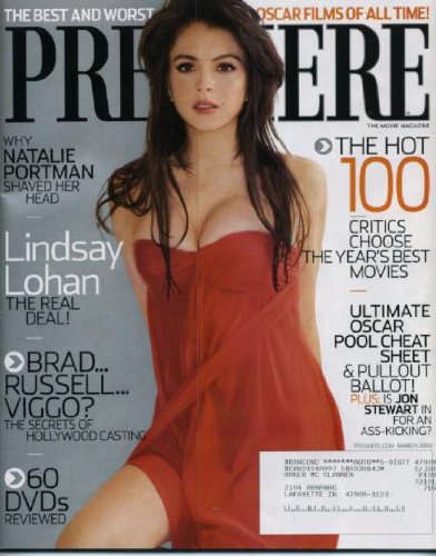 Premiere the Movie Magazine March 2006 Lindsay Lohan Cover, Jon Stewart, Lillo Brancato Jr, V For Vendetta, Samuel L. Jackson