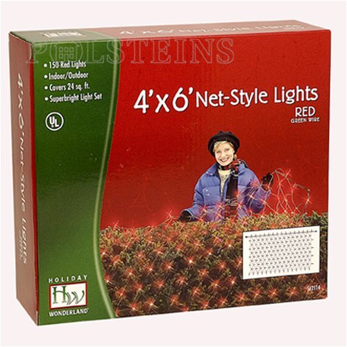 Noma/Inliten-Import Hw150ct Red Net Lgt Set 48953-88 Christmas Lights Net Lights/Tree Wrap