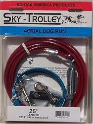 25' Dog Trolley Cable with 10' Medium Dog Tie Out Leash