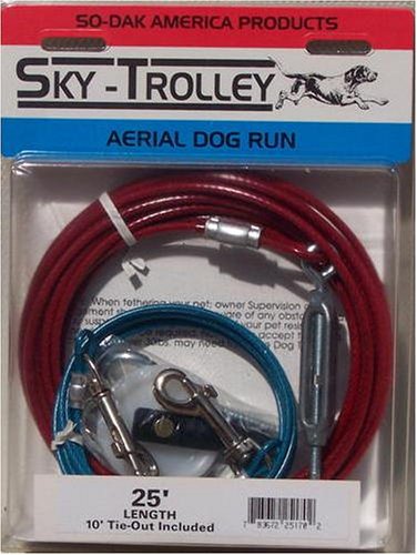 25' Dog Trolley Cable with 10' Tie Out Leash