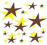set of 202 Yellow and Chocolate Brown stars Vinyl wall lettering stickers quotes and sayings home art decor kit peel stick mural graphic appliques decal